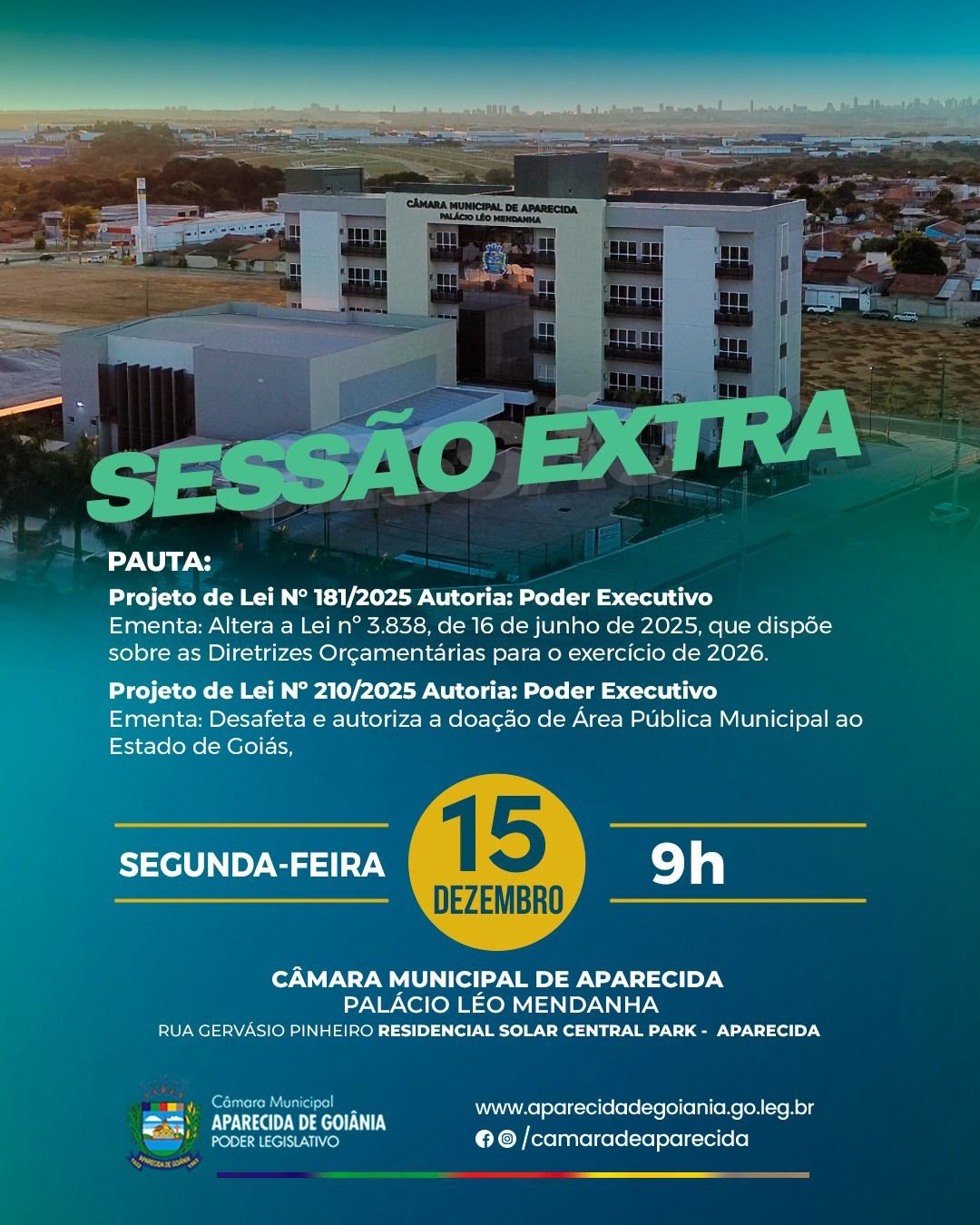 COMUNICADO – SESSÃO EXTRAORDINÁRIA CONVOCADA